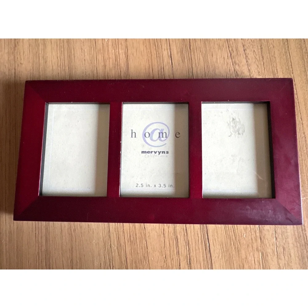 Mervyns California Home Burgundy 3-Opening Collage Picture Frame 2.5 x 3.5 Photo